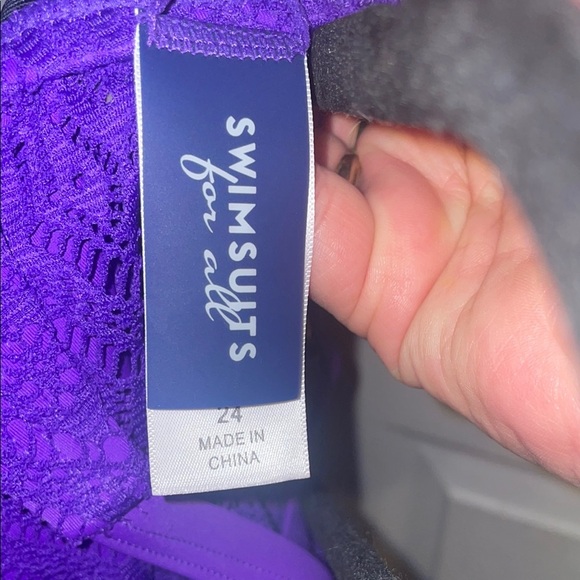 Swimsuits For All Purple One Piece Swim Dress - Picture 2 of 8